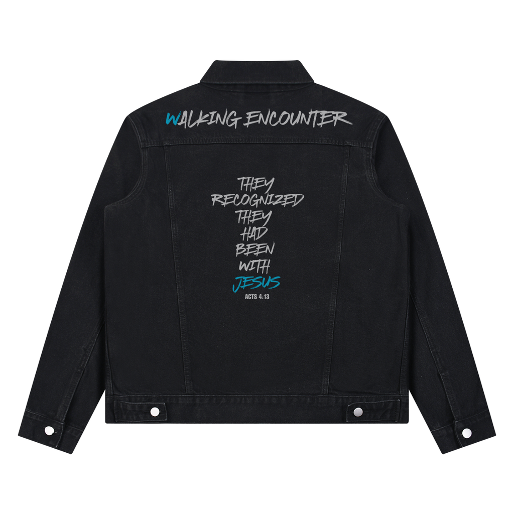 "Walking Encounter" Unisex Vintage Wash Denim Jacket
