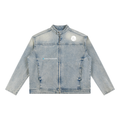 "Walking Encounter" Vintage Wash Zip Denim Jacket