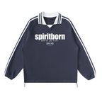 Contrast Striped John 3:8 Lapel Collar Sweatshirt