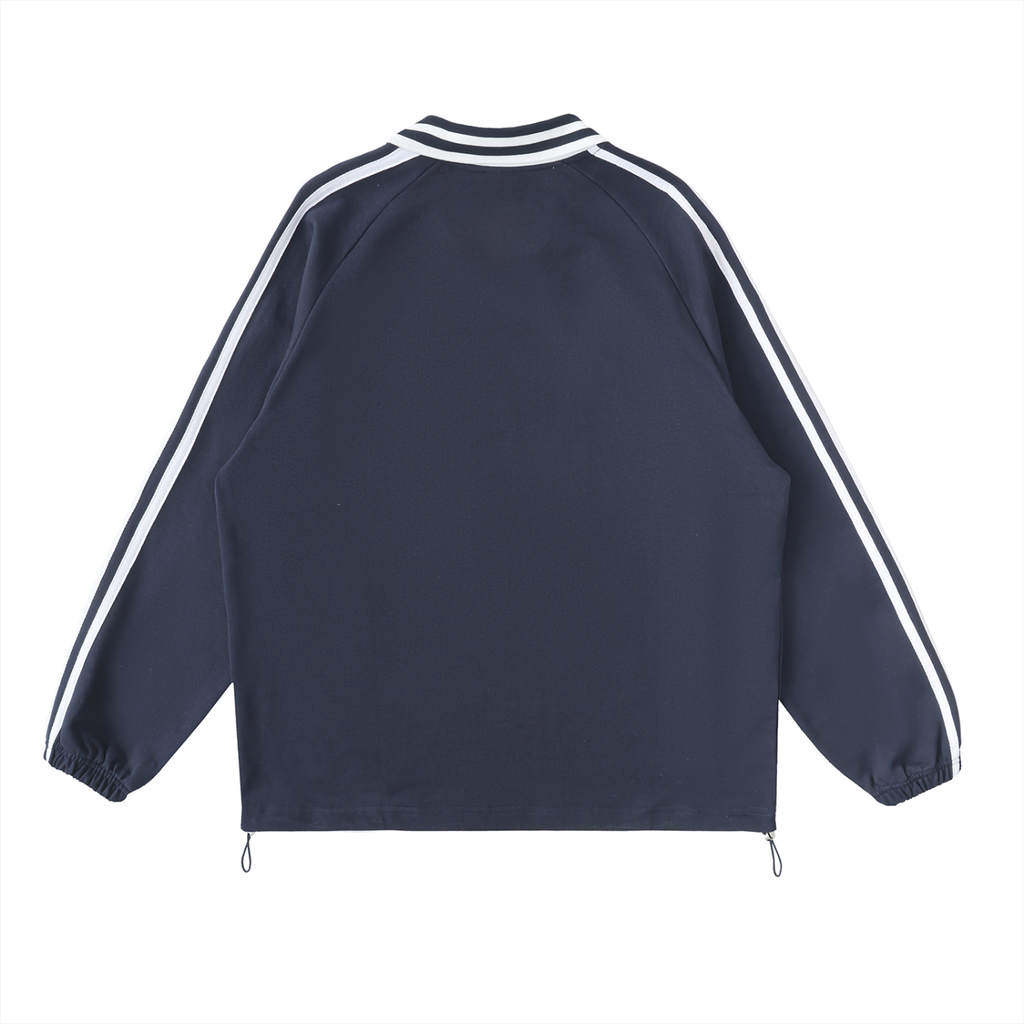 Contrast Striped John 3:8 Lapel Collar Sweatshirt