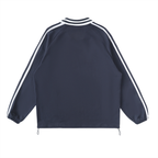 Contrast Striped John 3:8 Lapel Collar Sweatshirt
