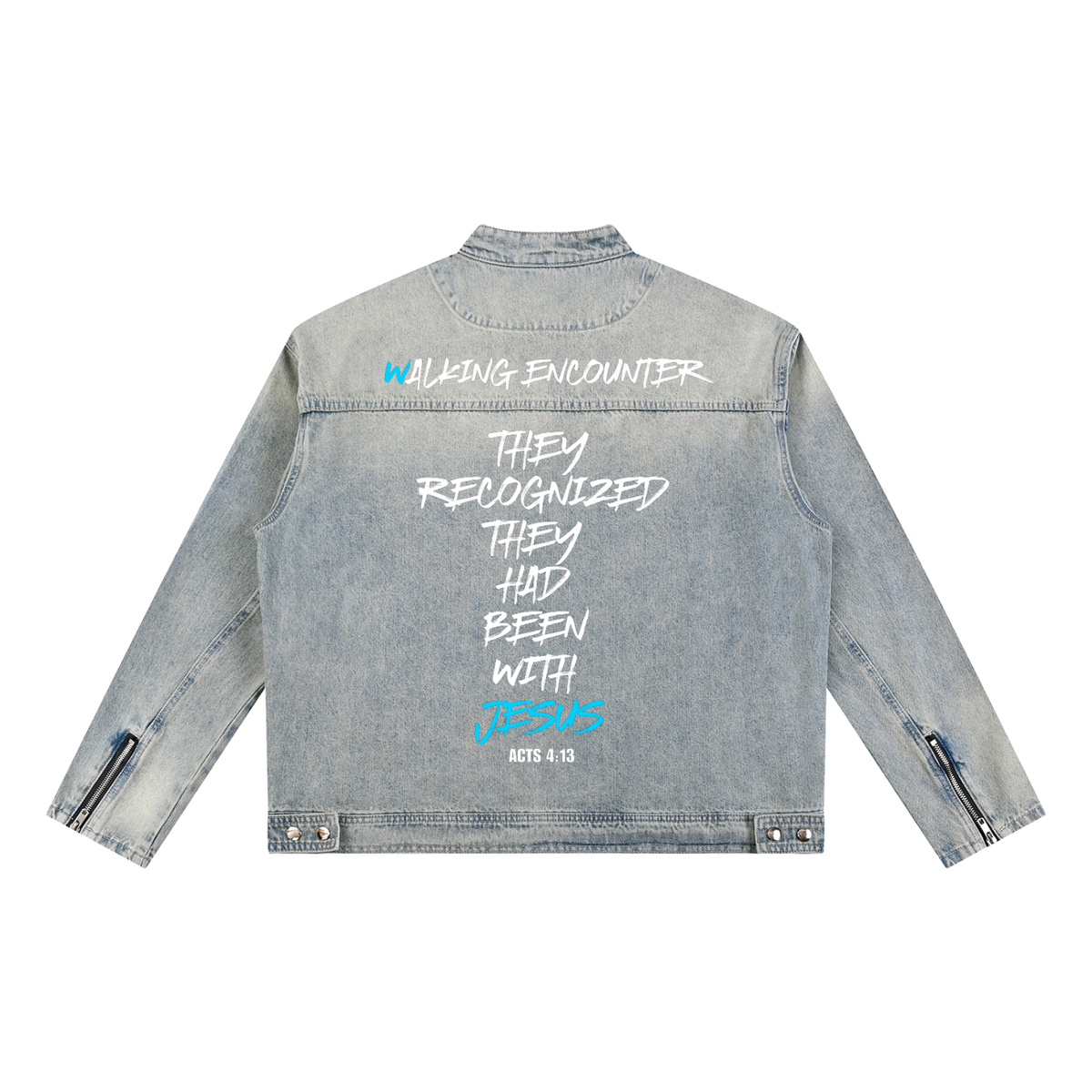 "Walking Encounter" Vintage Wash Zip Denim Jacket