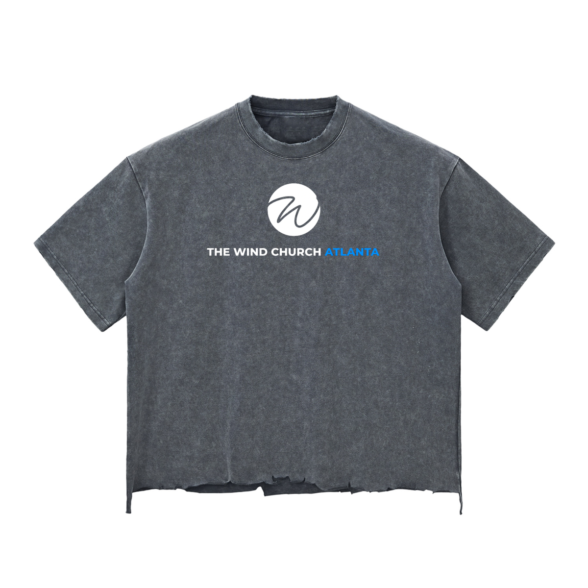 "We Outside" Snow Wash Raw-Hem Boxy T-shirt