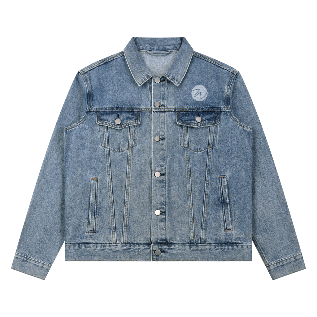 "Walking Encounter" Unisex Vintage Wash Denim Jacket
