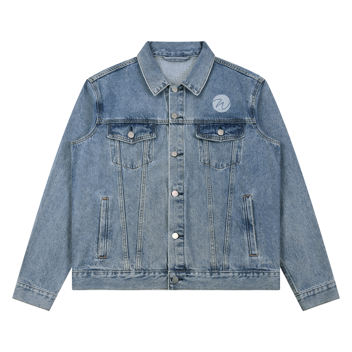 "Walking Encounter" Unisex Vintage Wash Denim Jacket