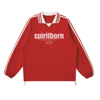 Contrast Striped John 3:8 Lapel Collar Sweatshirt