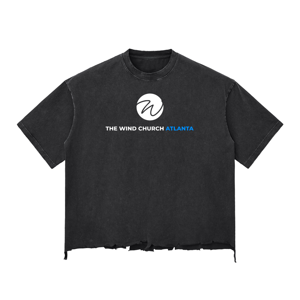"We Outside" Snow Wash Raw-Hem Boxy T-shirt